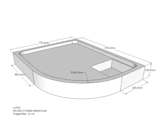 Neuesbad Wannenträger für Bette Corner 80x100x3,5 Viertelkreis SD22714