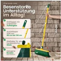 Novaliv Kehrgarnitur 5/355-1/2-0-19447-1xStuck, Krallenbesen Set 40 cm Kunststoff mit Teleskopstiel gebogenen Borsten