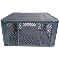 BRB-Lagertechnik Tiertransportbox XL Transportbox für Kleintiere/Katzen/Kl. Hunde, mit Scharnierdeckel, Großvolumige Transportbox für Kleintiere