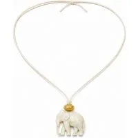unbespielt Collier Modeschmuck Kette Elefant weiß grau marmoriert beige Kordel 90 cm, Modeschmuck für Damen