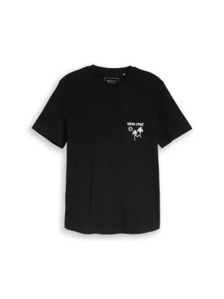 TOM TAILOR Denim - T-Shirt mit Brusttasche mit Print schwarz - Gr. - M