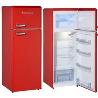 Wolkenstein Getränkekühlschrank GK212.4RT FR, 145.6 cm hoch, 54.5 cm breit, Kühlschrank Retro rot 211 Liter