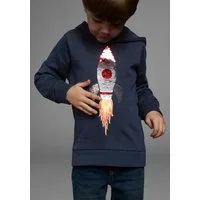 KIDSWORLD Kapuzensweatshirt Rakete - Wendepaillette lange Ärmel, Basic-Passform, aus Baumwolle, mit Rippbündchen