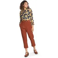 Hell Bunny Stoffhose Ravenwood Cropped Trousers Braun Retro Vintage