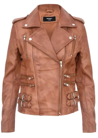 Damen Leder Brando Bikerjacke-Loddon