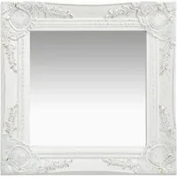 furnicato Wandspiegel Weiß 40 x 40 cm mit Barockrahmen (1-St), Antik-Glasspiegel mit abgeschrägter Kante und Haken für Ankleidezimmer