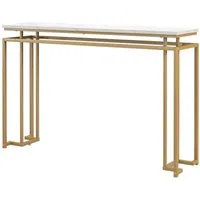 COSTWAY Konsolentisch schmal, Marmor, Flurtisch mit Metallrahmen, 120cm Gold