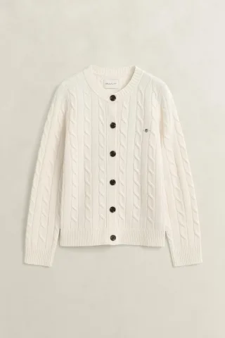 GANT - Zopfstrick Strickjacke aus Lambswool - Gr. - M