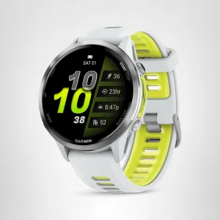 Garmin Forerunner 970 [inkl. Silikonarmband steinweiss/translucent amp gelb] 47mm Titangehäuse steinweiss
