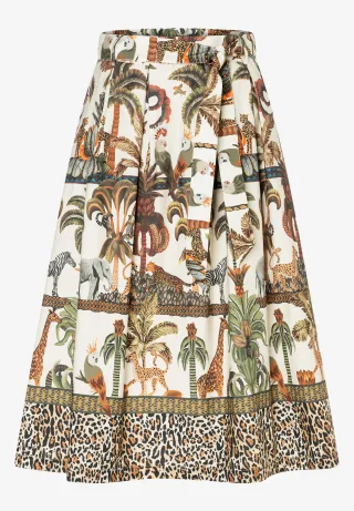 MORE & MORE - Rock mit Jungle-Print weiß - Gr. - 44