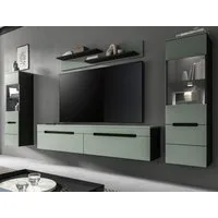 Inn.Furn Wohnwand Cooper, (Schrankwand in Salbei Grün und Basalt Grau, 4-teilig, 270 x 170 cm), hängend oder stehend, Soft-Close-Funktion
