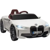HOMCOM Elektro-Kinderauto Kinder Elektroauto, Elektrisches Kinderfahrzeug mit Scheinwerfer, Belastbarkeit 30 kg, (1-tlg), mit Fernbedienung, Weiß