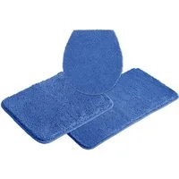 OTTO home Badematte Inga, Badezimmer Teppich, Badvorleger, Höhe 20 mm, rutschhemmend beschichtet, schnell trocknend, strapazierfähig, fußbodenheizungsgeeignet, Polyester, rechteckig, 3tlg Set Hänge WC, Badteppich, unifarben, weich, als halbrund und r