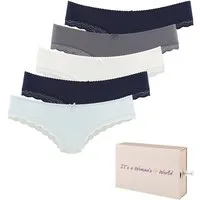 LASCANA Brasilslip (5er-Pack) aus elastischer Baumwolle mit zarter Spitze, mit Aufbewahrungsbox