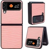 Wigento Handyhülle Für Samsung Galaxy Z Flip4 5G Design Wellen Cover Handy Tasche Hülle Etuis Muster Pink