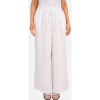 Seasons of April Leinenhose PERLA LINO (1-tlg) Leinenhose Damen Weit Perla Lang Kordelzug Elastischer Bund