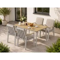 MeXo Gartenlounge-Set Aluminium Gartenmöbel Set, (150 x 80 cm Gartentisch, 5-tlg., mit 4 Stühlen), wetterfeste Essgruppe für Terrasse Balkon Garten