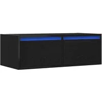 vidaXL TV-Schrank TV-Schrank mit LED-Leuchten Schwarz Eichen-Optik 75x35,5x25 cm (1-St)