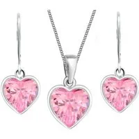 Goldene Hufeisen Schmuckset Rosa Zirkonia Herz Ohrringe Anhänger Kette 925 Silber (4-tlg, inkl. Geschenk-Etui), Geschenkset