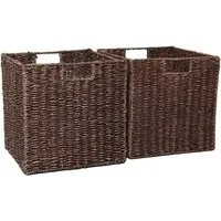 VIVANNO Regalkorb Seegras SEEGRA Rechteckig - Braun Geflochten (Set, 2 St), 33x33x33 cm