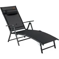 COSTWAY Gartenliege Sonnenliege, klappbar, 7-fach verstellbar, mit Kopfstütze