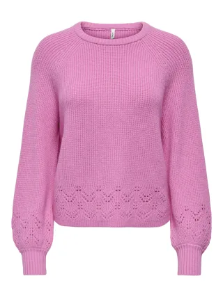 ONLY - ONLPRINCESS LS O-NECK DETAIL KNT Fuchsia Pink - Gr. - L