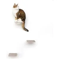 LucyBalu Katzen-Kletterwand Katzentreppe, Katzen Kletterwand, Katzenleiter, Katzenstufen, 3er Set, Pulverbeschichtetes Stahlblech mit Filzauflagen