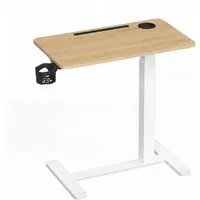VASAGLE Schreibtisch Beistelltisch mit Rollen, mobiler Stehtisch, verstellbare Höhe, 2 Getränkehalter, Schlitz