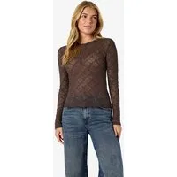 Noisy may Spitzenshirt NMJUDITH L/S LACE TOP NOOS Kunstfaser, regular fit