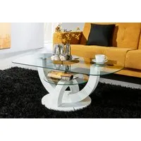 Stolkom Sp.z.o.o. Couchtisch Boston (Wohnzimmertisch, OTTOs Choice), Glastisch, Tisch mit U-Form Gestell in weiß hochglanz
