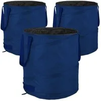 relaxdays Gartensack 3er Set Pop Up Laubsack 85 L blau