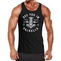 Neverless Tanktop Herren Tank-Top See you in Valhalla Mjölnir Thor Hammer Muskelshirt mit Print