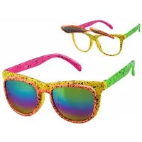 Metamorph Kostüm Flip Up 80er Party Brille neon - Fasching Karneval, Klappt auf jeder 80er Party: farbenfrohe Brille mit hochklappbaren Gl