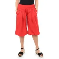 malito more than fashion Haremshose malito Damen Pumphose Capri Holzzierknöpfe 23286H kurze Sommer Pumphose in Unifarben Einheitsgröße