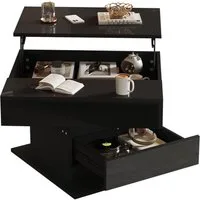 Merax Couchtisch hochglanz Sofatisch 360° drehbar höhenverstellbar Beistelltisch (1-St., quadratischer Kaffeetisch 70x70x45cm), Wohnzimmertisch mit Schublade, verstecktem Stauraum & Liftfunktion