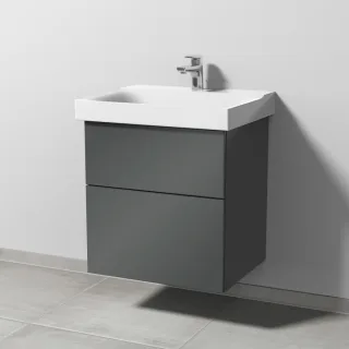 Sanipa 3way Waschtischunterbau zu Geberit Xeno2 Waschtisch mit 2 Auszügen, Anthrazit-Glanz SF66079