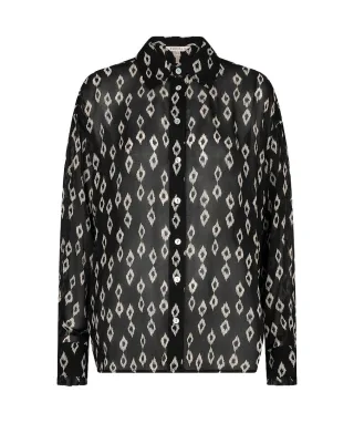 Esqualo - Gemusterte Hemdbluse schwarz - Gr. - 36