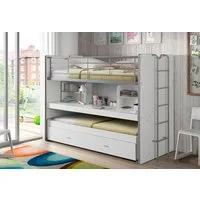 Vipack Hochbett Bonny, mit 3 Schlafgelegenheiten, super praktisch im Kinderzimmer (B/H/T ca. 222x161x102cm, Dekor Oberfläche, in verschieden Farben) mit großer Schreibplatte, Regalfächern, viel Funktion auf kleinem Raum