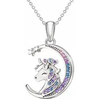 Limana Kette mit Anhänger Einhorn Pferd Kinderkette 925 Silber – Schmuck Halskette für Mädchen (inkl. Schmuckdose), Geschenk für Kinder Ostern Weihnachten Geburtstag Einschulung