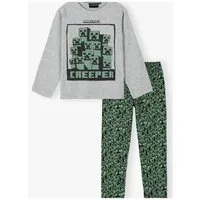 Minecraft Pyjama Minecraft langer Schlafanzug Pyjama Survival Mode Gray - Green
