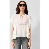 QS Kurzarmbluse Bluse Blusentop mit Volants