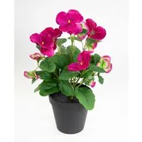 Kunstblume Stiefmütterchen 30cm im Topf FT Kunstpflanzen künstliche Blumen Veilchen, Seidenblumen Roß, Höhe 30 cm, Fuchsia-Pink
