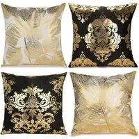 LuxusKollektion Dekokissen 4er Set samt Kissenbezug 45x45cm geometrische Deko quadratisch