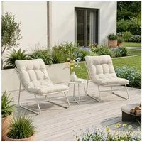 casa.pro Sitzgruppe, (Set, 3-tlg), »Malmö« Couchtisch mit 2 Sesseln Kissen Metall Beige