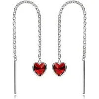Materia Paar Ohrhänger Damen Silber Herz Zirkonia rot filigran SO-480, 925 Sterling Silber