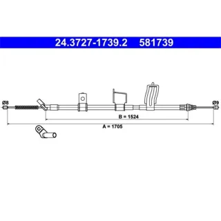 ATE Handbremsseil hinten rechts f?r Nissan Qashqai kurzer Radstand Scheibenbremse