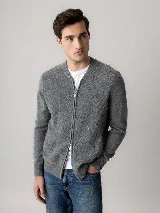 mos mosh gallery - MMGRyan Soft Zip Cardigan Knit charcoal melange - Gr. - L