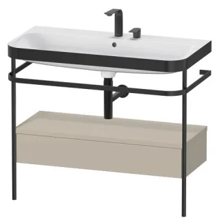 Duravit Happy D.2 Plus c-bonded Set mit Metallkonsole und Schubkasten Taupe Seidenmatt 975x490x850 m HP4743E6060