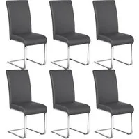 Yaheetech Esszimmerstuhl 2/4/6-er Küchenstuhl (6 St), Schwinger Polsterstuhl mit Ergonomischer Rückenlehne & Metallbeine