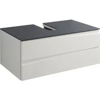 byLIVING Waschbeckenschrank Shape (1-St) für Aufsatzbecken mit asymetrischer Hochglanz Front, 2 Schubkästen